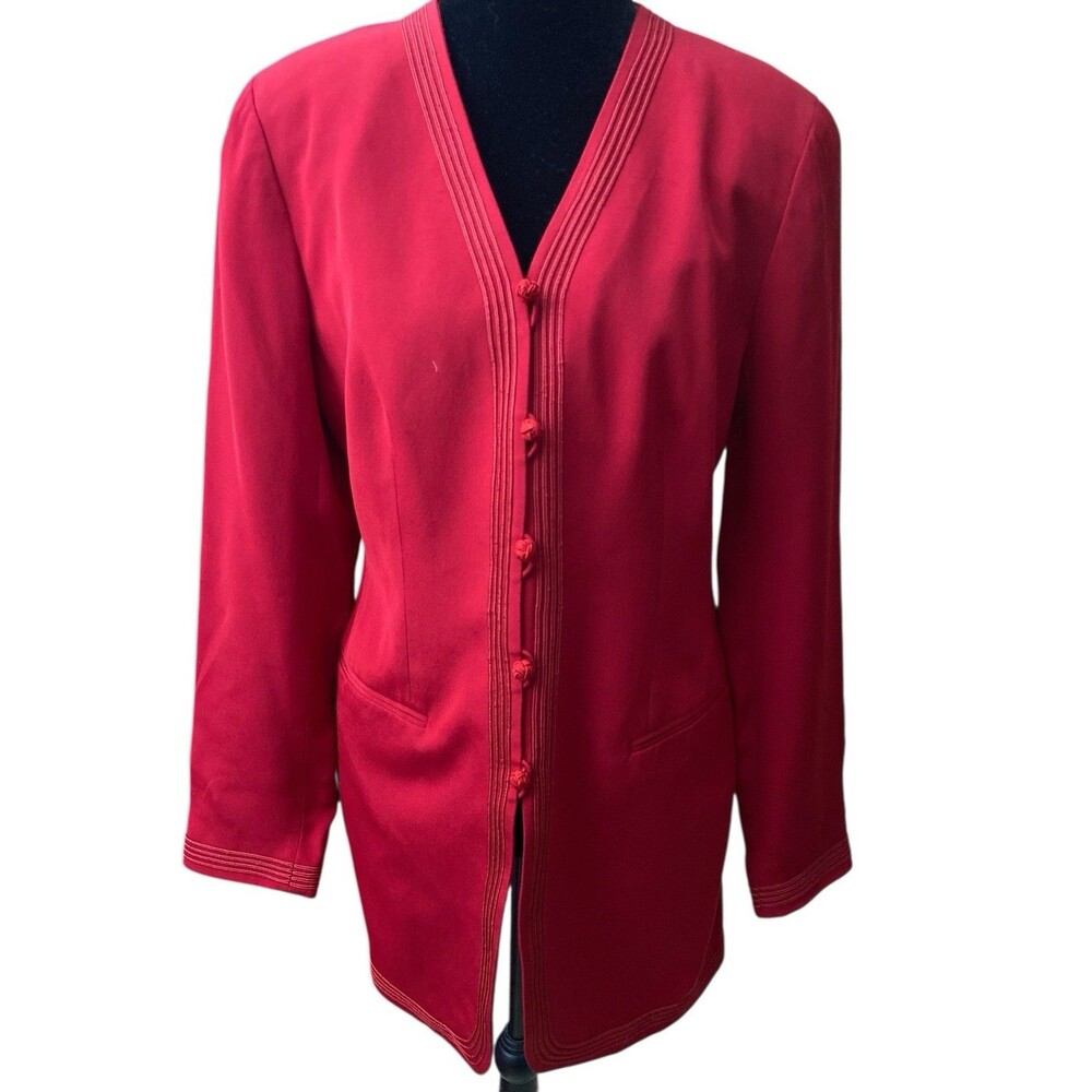Vintage 80s Ann Taylor Silk Jacket Blazer Size 6 Red Lined Office Preppy‎